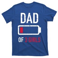 Dad Of 3 Three Low Battery Gift For Father's Day Funny Gift T-Shirt