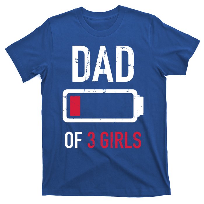 Dad Of 3 Three Low Battery Gift For Father's Day Funny Gift T-Shirt