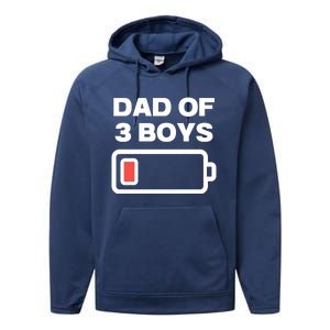 Dad Of 3 Boys Funny Fathers Day Performance Fleece Hoodie