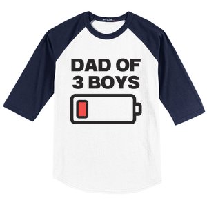 Dad Of 3 Boys Funny Fathers Day Baseball Sleeve Shirt