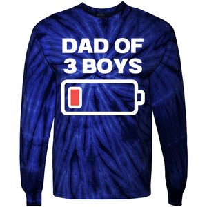 Dad Of 3 Boys Funny Fathers Day Tie-Dye Long Sleeve Shirt