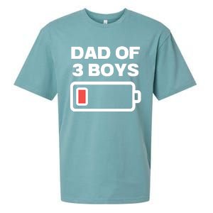 Dad Of 3 Boys Funny Fathers Day Sueded Cloud Jersey T-Shirt