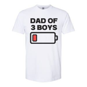 Dad Of 3 Boys Funny Fathers Day Softstyle CVC T-Shirt