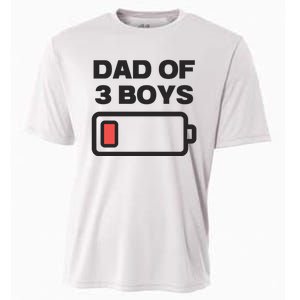 Dad Of 3 Boys Funny Fathers Day Cooling Performance Crew T-Shirt