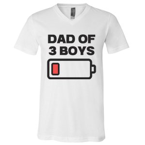 Dad Of 3 Boys Funny Fathers Day V-Neck T-Shirt