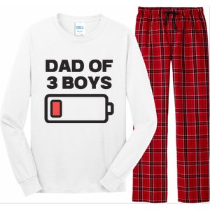 Dad Of 3 Boys Funny Fathers Day Long Sleeve Pajama Set