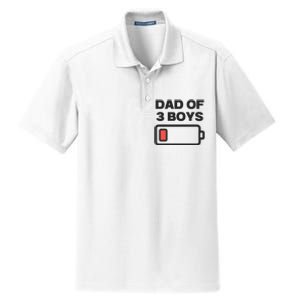 Dad Of 3 Boys Funny Fathers Day Dry Zone Grid Polo