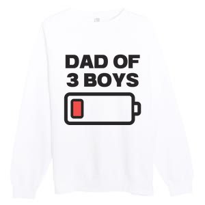 Dad Of 3 Boys Funny Fathers Day Premium Crewneck Sweatshirt