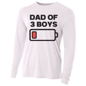 Dad Of 3 Boys Funny Fathers Day Cooling Performance Long Sleeve Crew