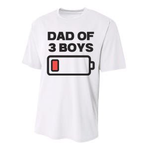 Dad Of 3 Boys Funny Fathers Day Performance Sprint T-Shirt