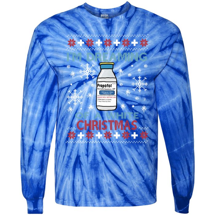 Dreaming Of A White Christmas Propofol Ugly Xmas Gift Tie-Dye Long Sleeve Shirt