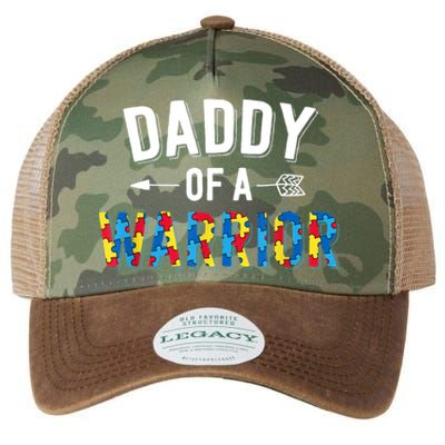 Daddy Of A Warrior Family Dad World Autism Awareness Day Legacy Tie Dye Trucker Hat