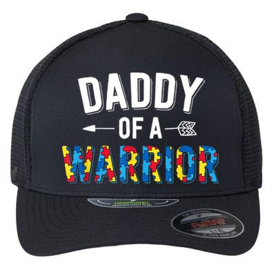 Daddy Of A Warrior Family Dad World Autism Awareness Day Flexfit Unipanel Trucker Cap