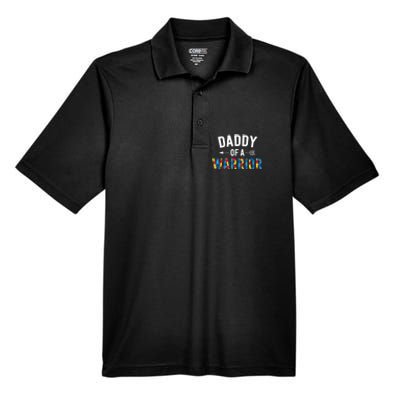 Daddy Of A Warrior Family Dad World Autism Awareness Day Men's Origin Performance Piqué Polo