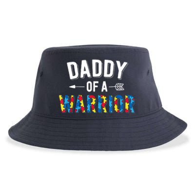 Daddy Of A Warrior Family Dad World Autism Awareness Day Sustainable Bucket Hat