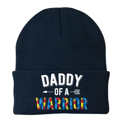 Daddy Of A Warrior Family Dad World Autism Awareness Day Knit Cap Winter Beanie