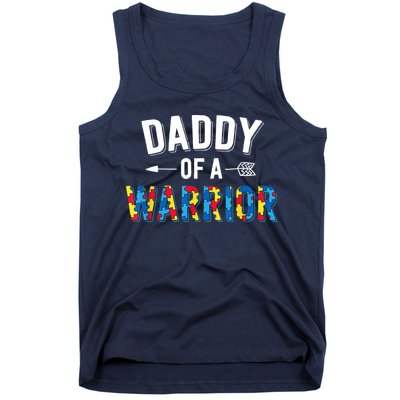 Daddy Of A Warrior Family Dad World Autism Awareness Day Tank Top