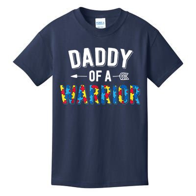 Daddy Of A Warrior Family Dad World Autism Awareness Day Kids T-Shirt