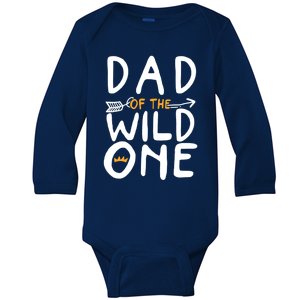 Dad Of A Wild One Funny 1st Birthday First Family Party Cool Gift Baby Long Sleeve Bodysuit