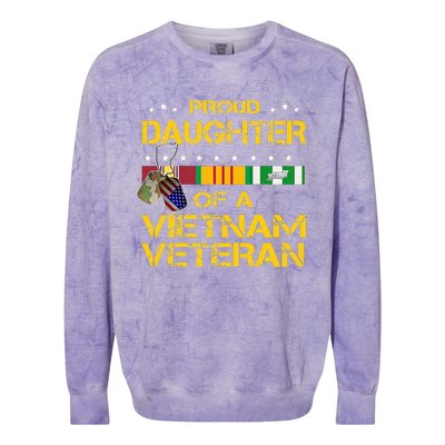 Daughter Of A Vietnam Veteran I'm Proud My Dad Colorblast Crewneck Sweatshirt