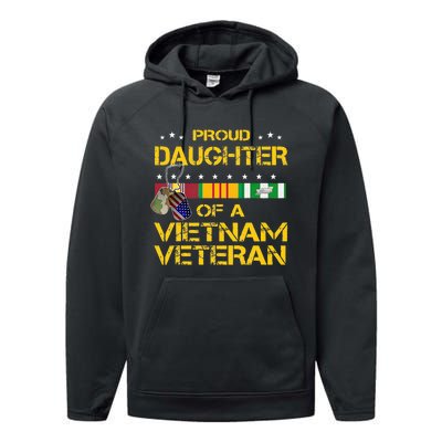 Daughter Of A Vietnam Veteran I'm Proud My Dad Performance Fleece Hoodie