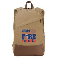 Daddy Of A Little Firecracker Family Matching 4th Of July Cotton Canvas Backpack