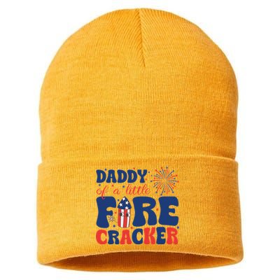 Daddy Of A Little Firecracker Family Matching 4th Of July Sustainable Knit Beanie