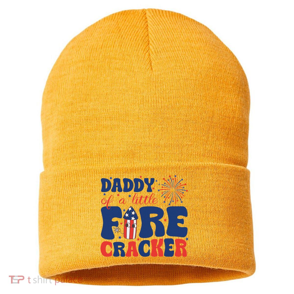 Daddy Of A Little Firecracker Family Matching 4th Of July Sustainable Knit Beanie