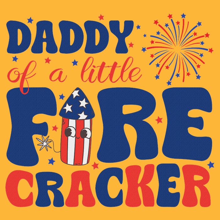 Daddy Of A Little Firecracker Family Matching 4th Of July Pom Pom 12in Knit Beanie