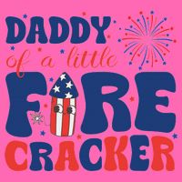 Daddy Of A Little Firecracker Family Matching 4th Of July Stripe Pom Pom Beanie