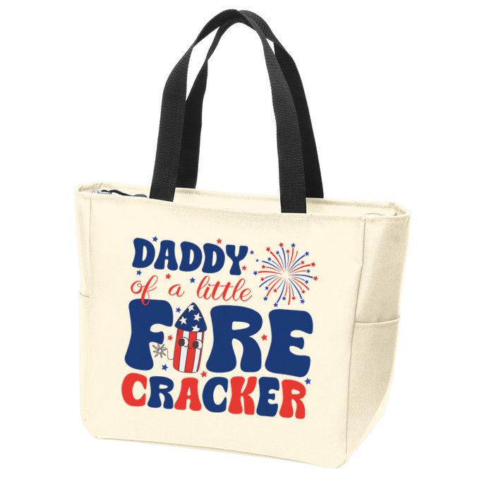 Daddy Of A Little Firecracker Family Matching 4th Of July Zip Tote Bag