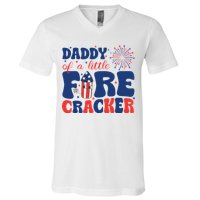 Daddy Of A Little Firecracker Family Matching 4th Of July V-Neck T-Shirt