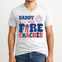 Daddy Of A Little Firecracker Family Matching 4th Of July V-Neck T-Shirt
