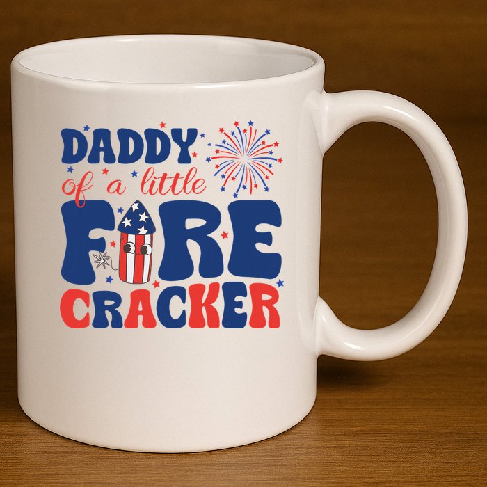 Daddy Of A Little Firecracker Family Matching 4th Of July 11oz C Handle Ceramic Mug