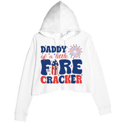 Daddy Of A Little Firecracker Family Matching 4th Of July Crop Fleece Hoodie