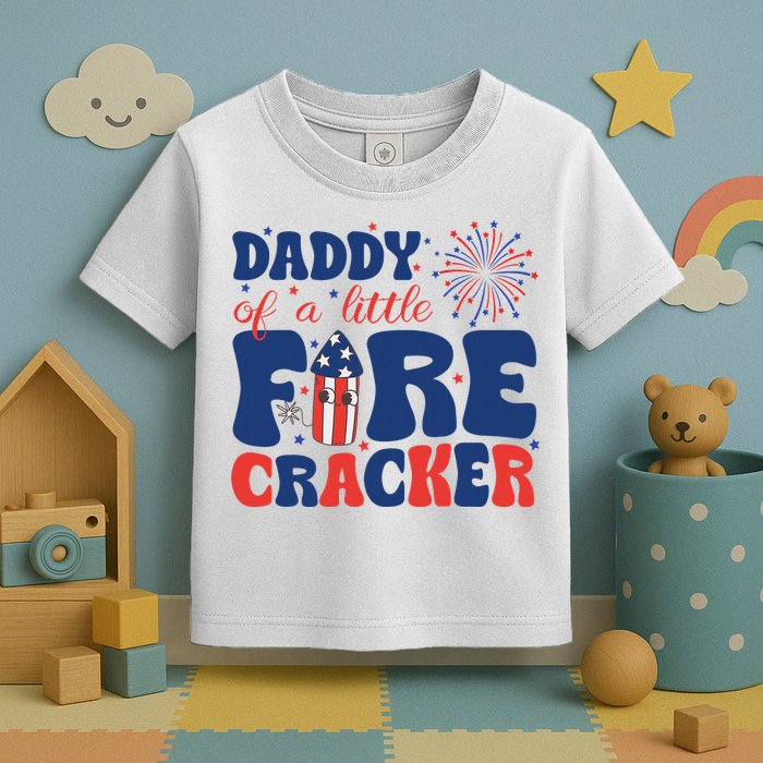 Daddy Of A Little Firecracker Family Matching 4th Of July Toddler T-Shirt