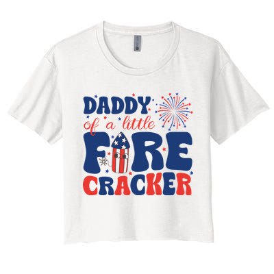 Daddy Of A Little Firecracker Family Matching 4th Of July Crop Top