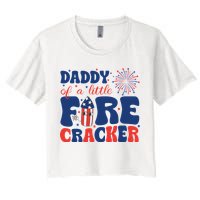 Daddy Of A Little Firecracker Family Matching 4th Of July Crop Top