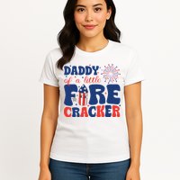 Daddy Of A Little Firecracker Family Matching 4th Of July Womens T-Shirt