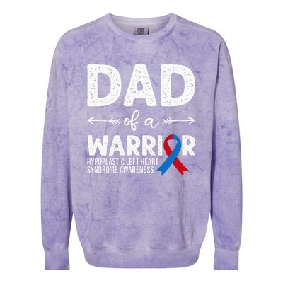 Dad Of A Warrior Red & Blue Ribbon HLHS Awareness Colorblast Crewneck Sweatshirt