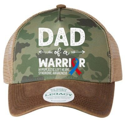 Dad Of A Warrior Red & Blue Ribbon HLHS Awareness Legacy Tie Dye Trucker Hat