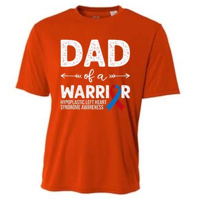 Dad Of A Warrior Red & Blue Ribbon HLHS Awareness Cooling Performance Crew T-Shirt