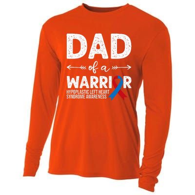 Dad Of A Warrior Red & Blue Ribbon HLHS Awareness Cooling Performance Long Sleeve Crew