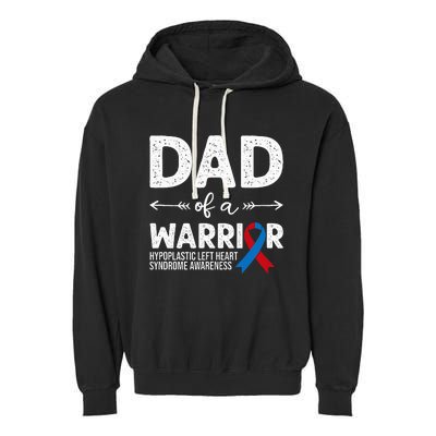 Dad Of A Warrior Red & Blue Ribbon HLHS Awareness Garment-Dyed Fleece Hoodie