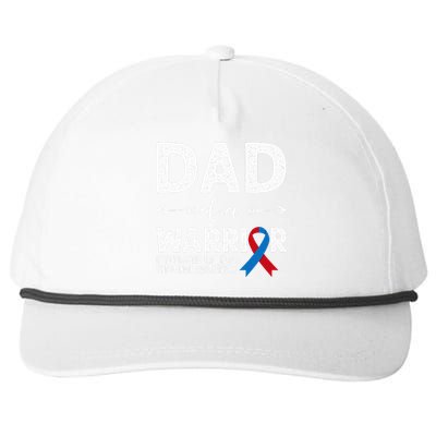 Dad Of A Warrior Red & Blue Ribbon HLHS Awareness Snapback Five-Panel Rope Hat