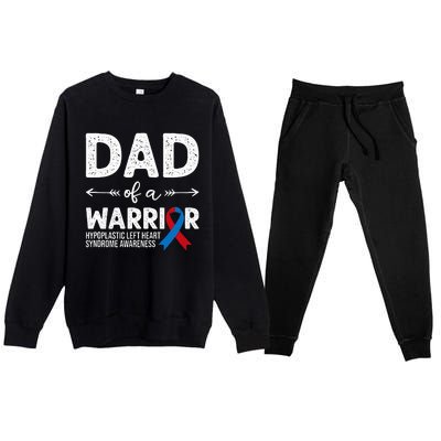 Dad Of A Warrior Red & Blue Ribbon HLHS Awareness Premium Crewneck Sweatsuit Set