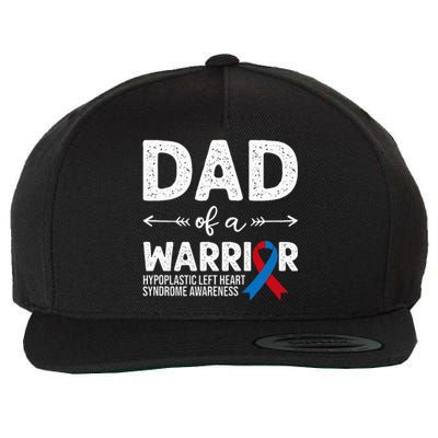 Dad Of A Warrior Red & Blue Ribbon HLHS Awareness Wool Snapback Cap