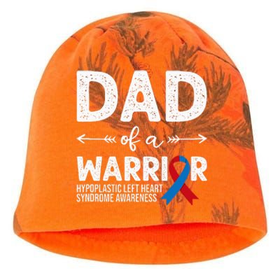 Dad Of A Warrior Red & Blue Ribbon HLHS Awareness Kati - Camo Knit Beanie