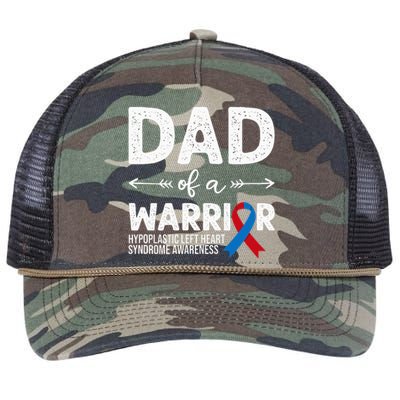 Dad Of A Warrior Red & Blue Ribbon HLHS Awareness Retro Rope Trucker Hat Cap