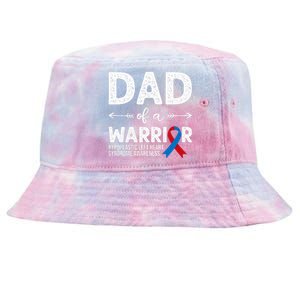 Dad Of A Warrior Red & Blue Ribbon HLHS Awareness Tie-Dyed Bucket Hat